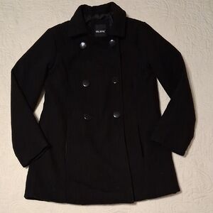 Girls Adorable Double-Breasted Black Pea Coat Girls Me Jane Size 10/12 Pea Coat